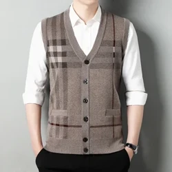 Canotta casual in maglione ispessito da uomo Canotta cardigan da uomo calda autunnale e invernale