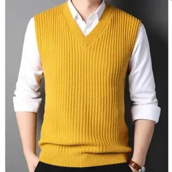 2022 Sweater Vest Herre Plus Size S-4XL Forår Efterår Oversize Herreveste Solid Simple All-match V-hals par Retro Khaki Soft