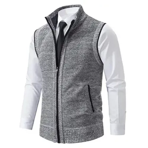 Rompi Pria Tanpa Lengan Rajutan Sweater Wol Beludru Zipper Cardigan Turn-down Pullover Turtleneck Sweatercoat Rajut Rompi