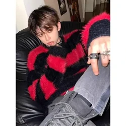 Áo Chui Đầu Vintage Đen Đỏ Tương Phản Áo Len Sọc Thời Trang Đan Đa Năng HIP HOP Nam Quần Áo Chất Lượng Cao Cổ Dây Nhảy