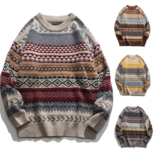 ʻO ka ʻaʻahu cashmere no nā kāne i kāʻei ʻia i ka ʻāʻī ʻāʻī ʻāʻī ʻano palaualelo ke ʻano Retro maʻamau Harajuku Kniited Sweater Unisex