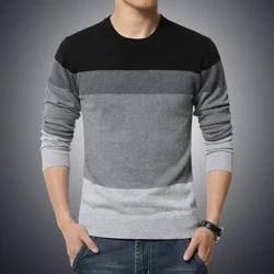 Lässige Männerpullover O-Neck Striped Slim Fit Knittwear Autumn Herbst Herbstpullover Pullover Pullover Männer ziehen Homme M-4xl