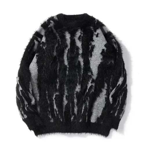 Nuevo suéter de Raya vertical de manga larga para otoño e invierno, jersey informal holgado con cuello redondo, prendas de punto China-Chic para hombre