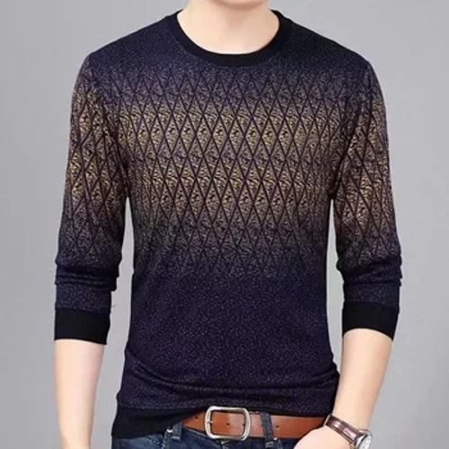 Maglione a maniche lunghe pullover in maglia a righe da uomo autunno e inverno
