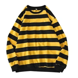 Felpe a righe moda unisex uomo primavera autunno manica lunga allentata Harajuku felpa con cappuccio top pullover oversize camicie maschili
