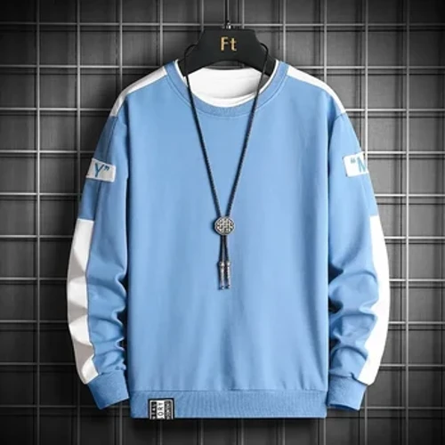 Sweat-shirt Hip Hop pour hommes, haut d'automne à rayures latérales, vêtements de mode coréenne, col rond, chemises à manches longues, vêtements de rue pour hommes, 2024