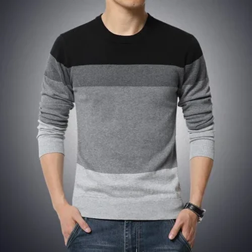 2023 otoño Casual suéter de los hombres cuello redondo a rayas Slim Fit Knittwear suéteres para hombres jerseys pulóver hombres Pull Homme M-4XL