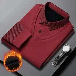 Männer Pullover Männer gestreifter Lappelpullover mit Plüsch warm gestrickt Design für Herbst Winter Business Style Weste Style Pullover