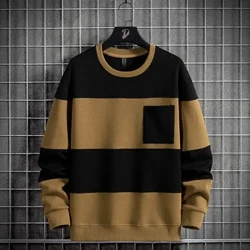 2024 våren herr randig tröja bomull oversized huvtröjor herr långärmade o-ringade tröjor herr Streetwear mode toppar 6Xl 8Xl