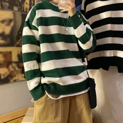 Stripe Dải áo len nam nam mùa thu mùa đông rộng thùng thình có thời trang thời trang toàn bộ xu hướng phù hợp với quần áo cổ điển y2k quần áo nam