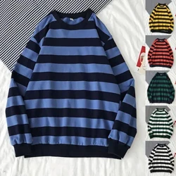 Felpe a righe Camicie casual da uomo O Collo T-shirt a righe Maniche lunghe Pullover Uomo Top larghi Camicia a righe bianche rosse
