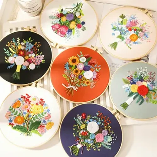 DIY Broderie Material Kit Blummen Muster Gedréckt Einfach Kräiz Stitch Punch Nadel Set Handwierk Handwierk Handwierk Handwierk Painting Dekor