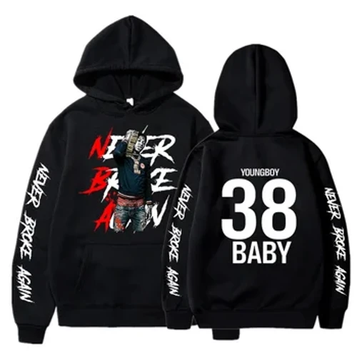 Hiç haçan döwülmedik erkekler moda “YoungBoy” grafiki çap edilen switer köýnekleri Aýal-gyzlar ajaýyp “Harajuku” sport eşikleri kapotly pullover