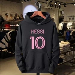Herre afslappet efterår og vinter varm hættetrøje Pullover Street Football Str. 10 Trykt hættetrøje Oversized løs bomuld