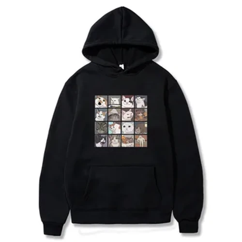 Ikati Elihlekisayo Lesilwane Liphrinte Ama-Hoodies Imfashini Ama-Sweatshirt Avamile Anemikhono Emide