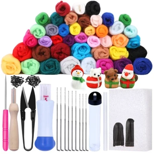 MIUSIE Multicolor Needle Felting Kit Wool Felting Tools Handmade Felt Needle Set Pack Felting Fabric Materials Accessories