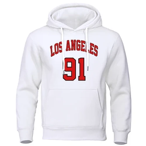 Los Angeles 91 Takım Üniforma Baskı Kapüşonlular Adam Büyük Boy Sonbahar Kış Polar Hoody Sokak Hip Hop Kazak Eşofman Erkekler