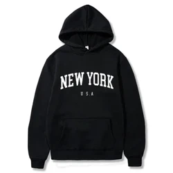 Sudaderas con capucha de la ciudad de Nueva York y Estados Unidos para hombre y mujer, sudaderas con estampado gráfico de letras a la moda, Jersey informal holgado con capucha Harajuku, ropa deportiva