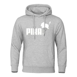 Divertente modello di cartone animato Running Leap Print Felpe con cappuccio da uomo Anime Loose Streetwear Harajuku Felpa con cappuccio allentata Autunno Casual Pullover tascabile