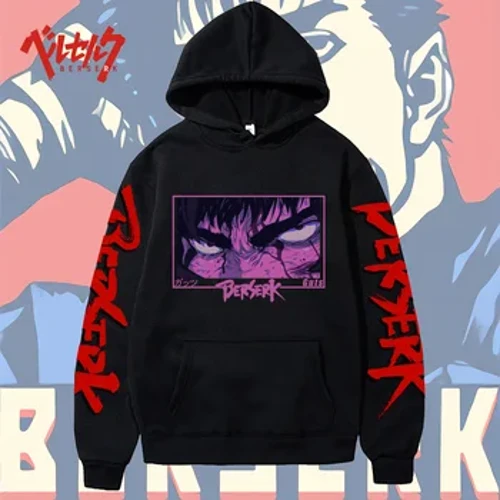 Bersker Anime Áo Bông Tai Kẹp Đồ Họa Thu Chui Đầu Thời Trang Unisex Dài Tay Mùa Đông Áo Dạo Phố Rời Ngoài Trời Quần Áo