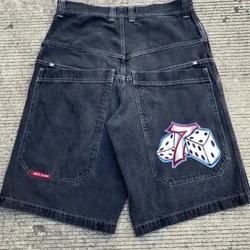 JNCO Şort Y2K Harajuku Hip Hop Şanslı Zar Grafik Baskı Retro Baggy Denim Spor Şort Gotik Erkekler basketbol şortu streetwear