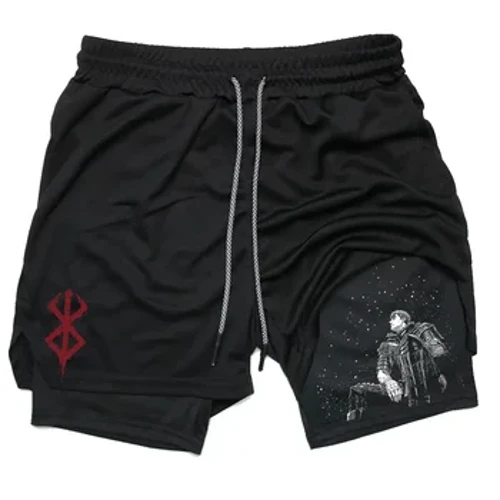 Tập Gym Nam Hiệu Suất Quần Short Anime 2 Trong 1 Chạy Nhanh Khô Chạy Bộ Quần Ngắn Tập Luyện Thể Thao Yoga Bóng Rổ Quần Short
