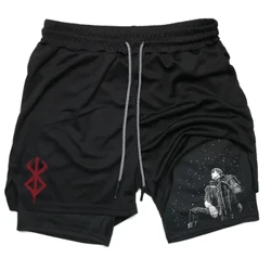 Männer Gym Performance Shorts Anime 2 An 1 Running Quick-Drying Jogging Short Hosen Workout Sportswear Yoga Basketball Shorts