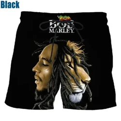 Rocksångare Bob Marley Reggae Rasta Pattern Board Shorts 3D-utskrift Herr Utomhus Fritid Sport Gym Shorts Herr Strandbyxor