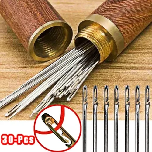 30ks Slepá šicí jehla Starší Nerezová ocel Rychlá automatická samonavlékací jehla Špendlíky DIY děrovací jehla navlékač