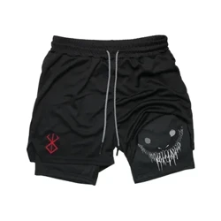 Anime Berserk Běžecké šortky Muži Fitness Gym Training 2v1 Sportovní šortky Quick Dry Workout Jogging Double Deck Summer