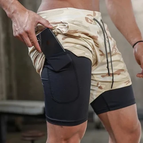 Celana Pendek Lari Pria 2 In 1 Celana Pendek Olahraga Celana Pendek Olahraga Gym Kebugaran Celana Pendek Pelatihan Jogging Bottom Pakaian Pria