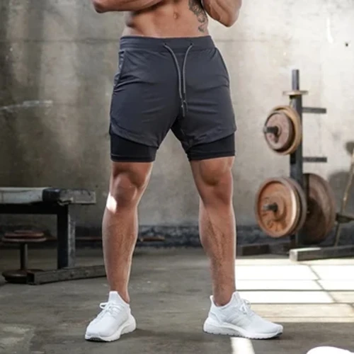 Shorts Men 2 In 1 Double-deic Quick Dry GYM Sport Shorts Aclaíocht Bogshodar Aclaíochta Fir Spóirt pants Gearr