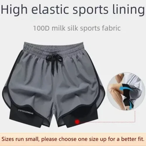 Quần Short Thể Thao Nam Phong Cách Mỹ Chống Tiếp Xúc Hai Mảnh Ảo Tưởng Quần Short Tập Luyện Bóng Rổ Giải Trí