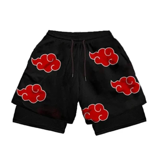 Anime Perfformiad siorts Dynion Merched 2 Mewn 1 Gym Shorts Manga 3D Argraffu Rhwyll Cyflym Sych Chwaraeon Byr Pants Ymarfer Corff Ffitrwydd Haf