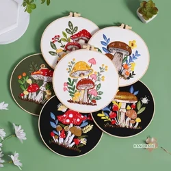 Thêu Bộ Khởi Đầu Nấm Tranh Thêu Chữ Thập Bộ DIY Người Lớn Với Họa Tiết Hình Nấm Thêu Vòng Kim Đường Chỉ May