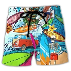 Quần Short Nam Đi Biển Đầu Lâu 3D In Hình Mùa Hè Lướt Ván Quần Short Hawaii Quần Short Nam Nữ Quần Bơi Masculina Quần Đùi Bé Trai