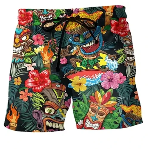 Shorts Bord Surfála Clóbhuailte Graffiti 3D ildaite Truncanna Snámh Hip Hop Sráide Samhraidh Cool d'Fhir Shorts Trá Laethanta Saoire Leanaí