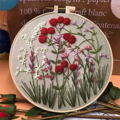 Seturi de broderie DIY în stil european, flori, plante, model, cadru, cerc, punct de cruce, perforare, ac, ață de brodat, kit de cusut