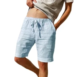 Nam Mới Vải Lanh Cotton Quần Short Quần Đi Biển Nam Mùa Hè Thoáng Khí Màu Hawaii Quần Thể Dục Dạo Phố S-3XL