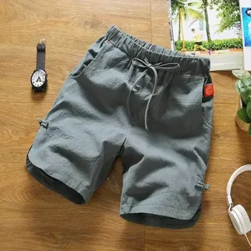 Heren casual shorts, zomerstijl, dun ontwerp, hoge elasticiteit, katoen, linnen, geschikt voor volwassenen