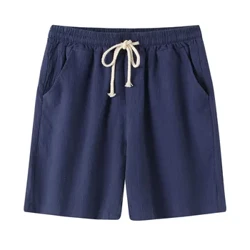 Fir Línéadaigh Cadás Shorts Cumaiscthe Compordach Breathable Samhraidh Gearr Dath Soladach Tarraingthe Sráid Éadaí Pants Éadaí
