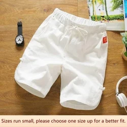 Loose Linen Shorts Men Summer Personality Cotton Five-point Pants Color Block Beach Pants Summer Large Clothing