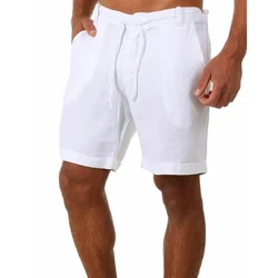 Uued meeste puuvillased ja linased lühikesed püksid Causal püksid Meeste suvised hingavad ühevärvilised linased püksid Fitness Tänavarõivad S-4XL