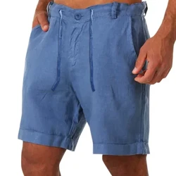 Pants Shorts Línéadaigh Chadáis na bhFear Nua Fireann Samhraidh Dath Inálaithe Soladach Shorts Aclaíochta Simplí Loose-fheistiú Éadaí sráide 2024