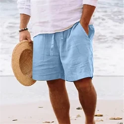 Suuremõõdulised puuvillased linased lühikesed püksid S-5XL lahtised püksid meeste vabaaja ühevärvilised lühikesed püksid Pantalones Cortos jõusaal Fitness Sport Bermuda uus