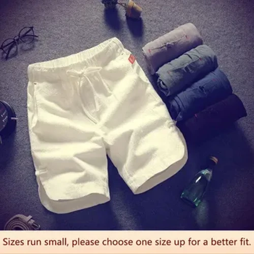 Pants 5 pwynt Dynion Traeth Tenau Haf Pants Mawr Lliain Cotwm Lliain Chwaraeon Byrion Chwaraeon Uchel Gwasg Uchel Yn eu harddegau Addas