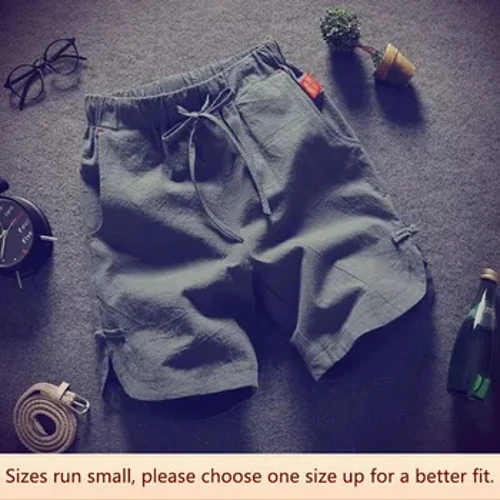 Hợp Thời Trang Quần Short Lanh Nam Mùa Hè Mỏng Năm Điểm Quần Rời Quần Đi Biển Thoáng Khí Cho Giữa Quần Cotton sợi Polyester