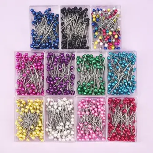100 Cái/hộp 38Cm Tròn Đầy Màu Sắc Ngọc Trai Đầu Kim Khâu Thẳng Đẩy May Chân Cho Dressmaking DIY Dụng Cụ May Vá Định Vị