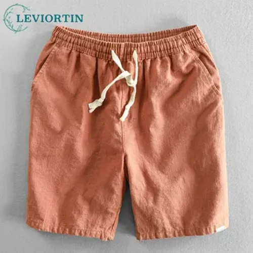 Erkekler Yaz Pamuk Keten Şort Japonya Şeker Renk Plaj Tatil Evi Erkek Basit Rahat Slim Fit Harajuku Yumuşak Ince Şort Pantolon