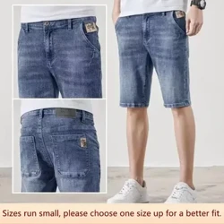 Erkekleriň gowşak göwnejaý moda Denim şortlary Köpugurly 2023-nji ýylyň tomsunda bäş nokatly orta balak